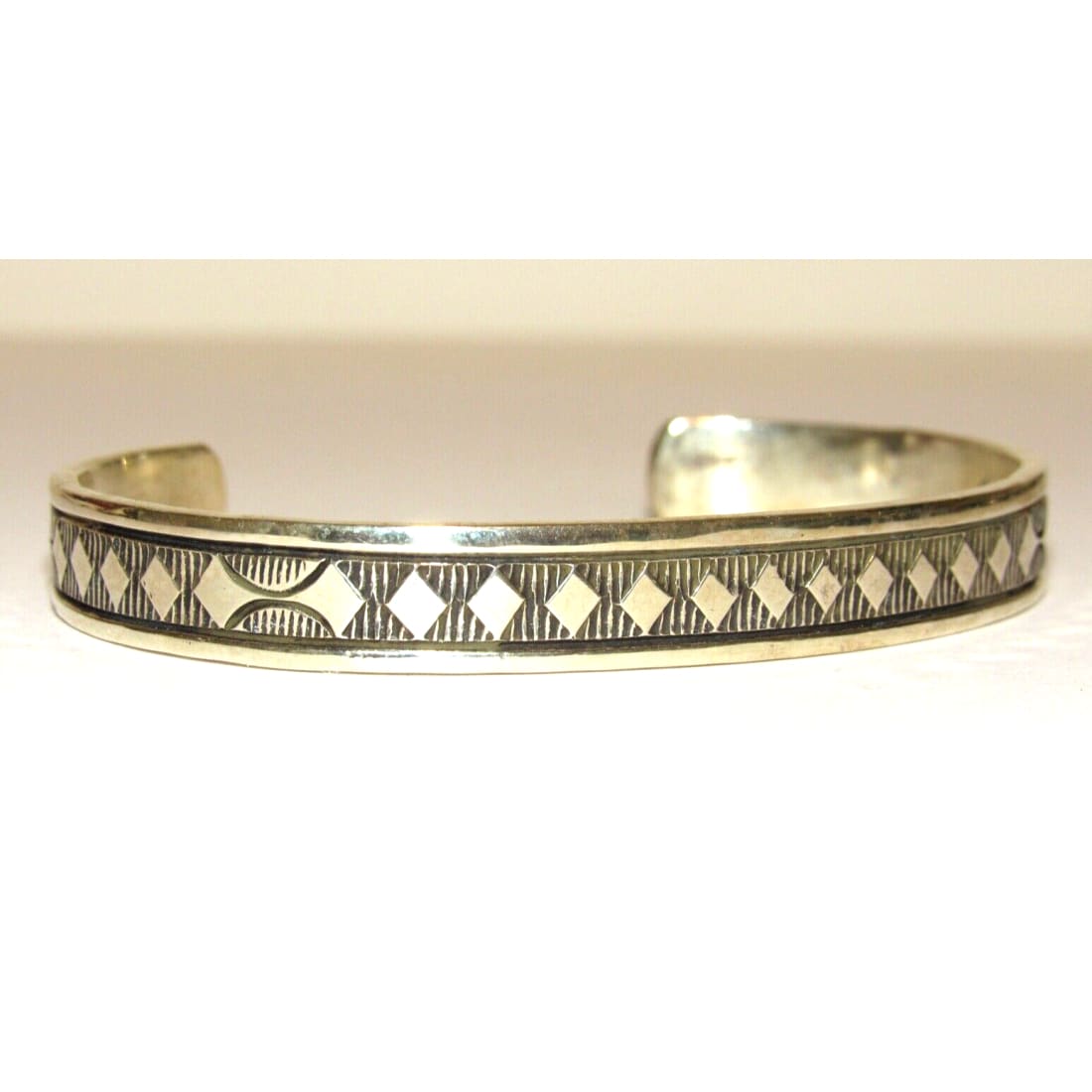Navajo Hand Stamped Ingot Stacker Cuff Bracelet Signed