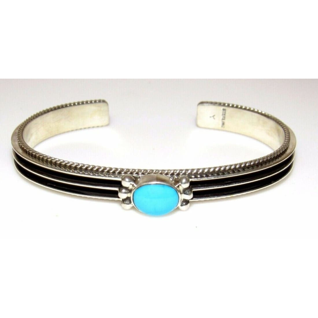 Navajo Sterling Turquoise Stacker Bracelet D. Yazzie Native