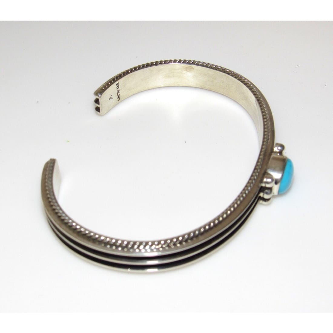 Navajo Sterling Turquoise Stacker Bracelet D. Yazzie Native