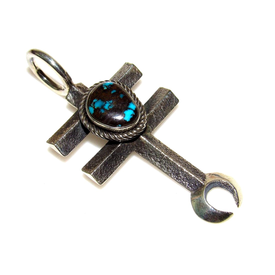 Navajo Tufa Cast Dragonfly Cross Pendant Naja Morenci