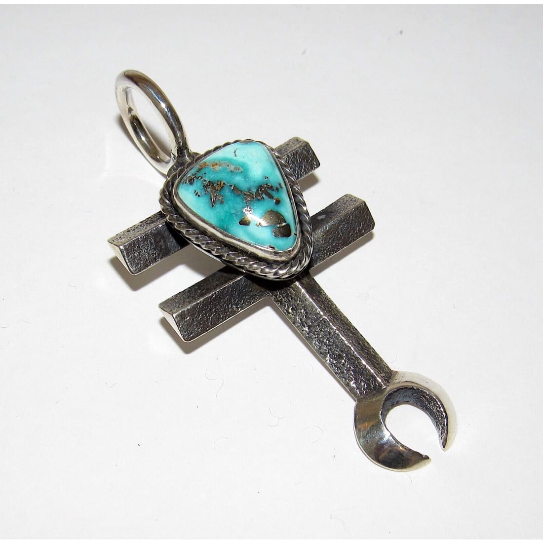 Navajo Tufa Cast Dragonfly Cross Pendant Naja Sonoran Gold