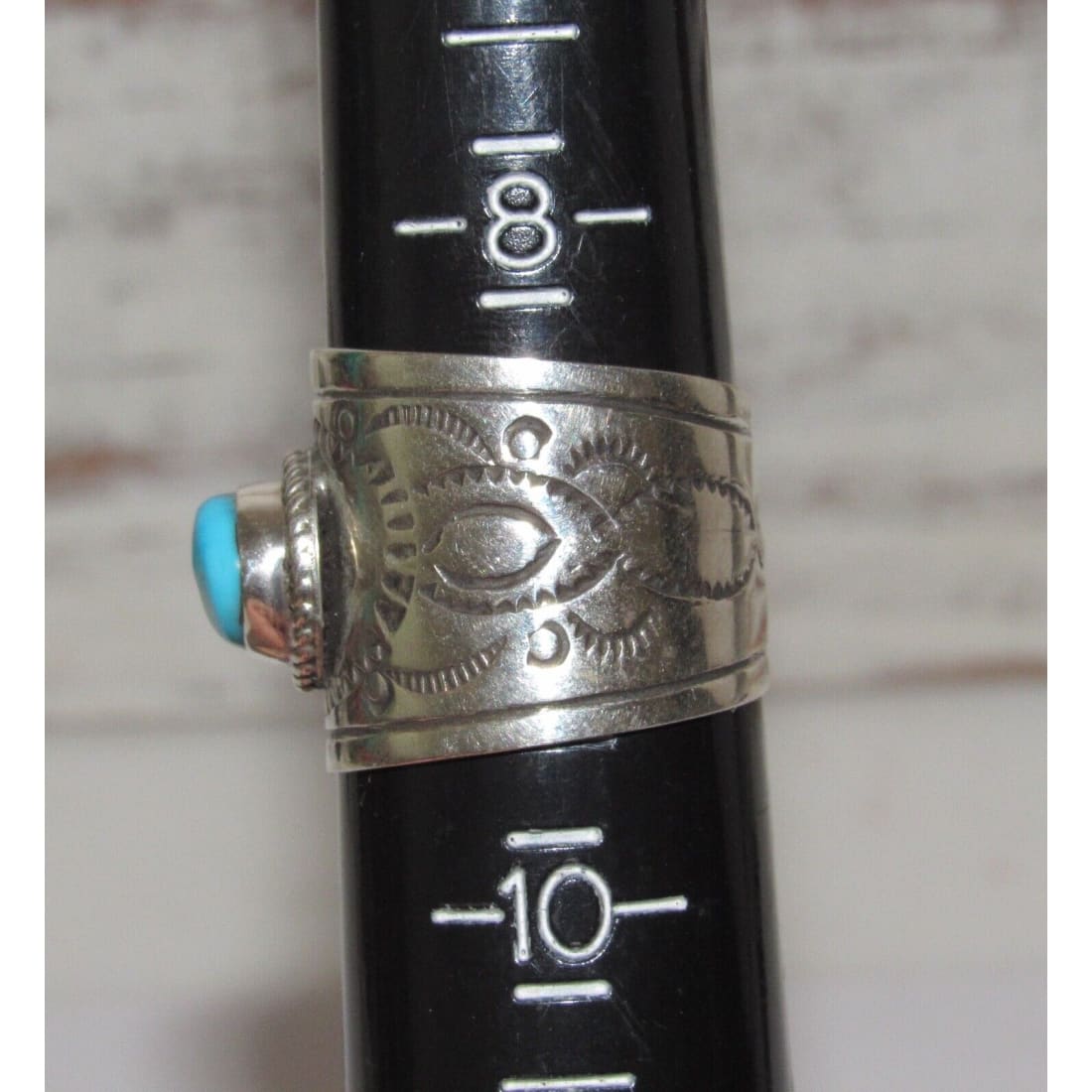 Navajo Turquoise Band Ingot Ring Size 9 Sterling Silver