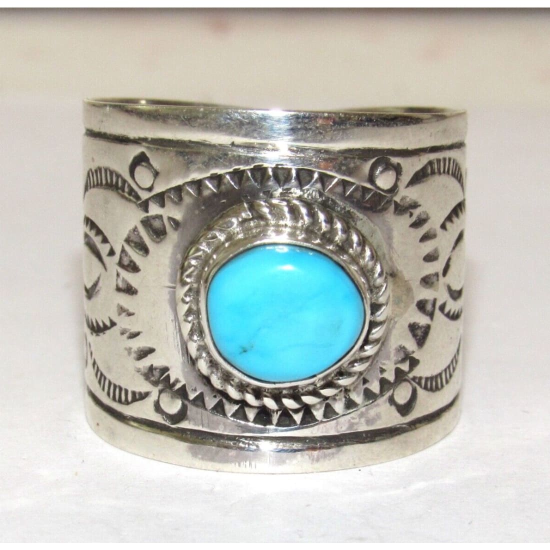 Navajo Turquoise Band Ingot Ring Size 9 Sterling Silver