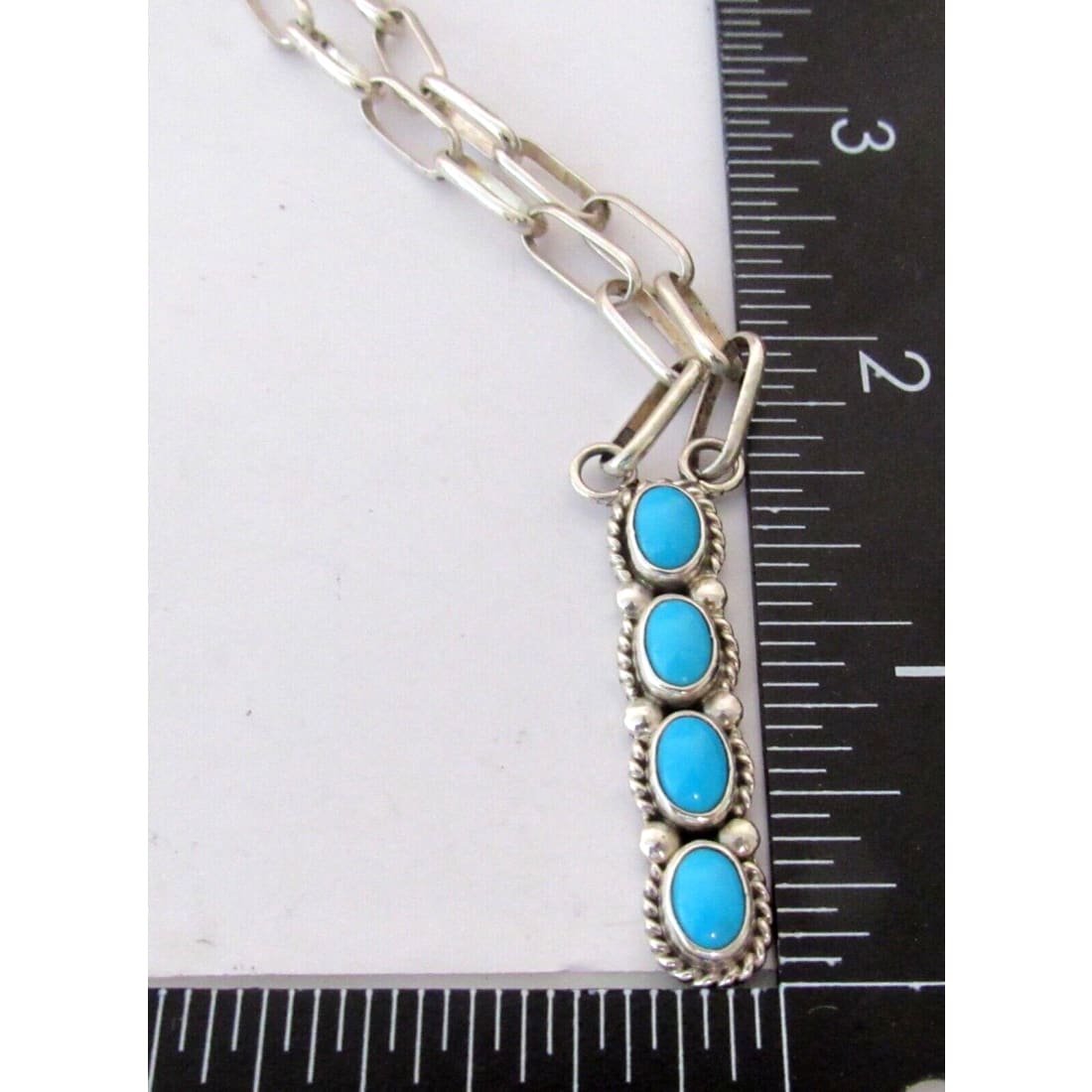 Navajo Turquoise Bar Necklace Small Lariat Sterling Silver