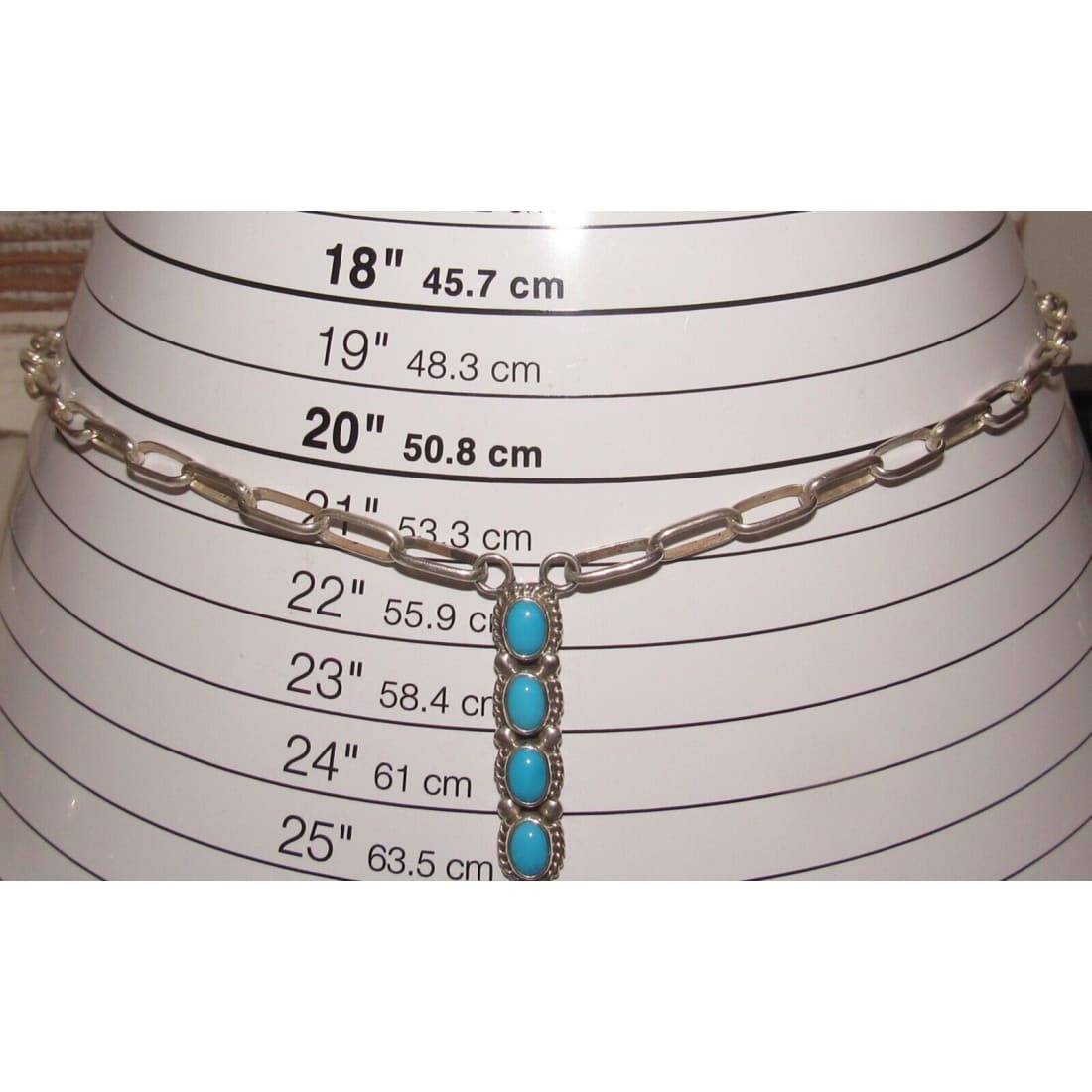 Navajo Turquoise Bar Necklace Small Lariat Sterling Silver