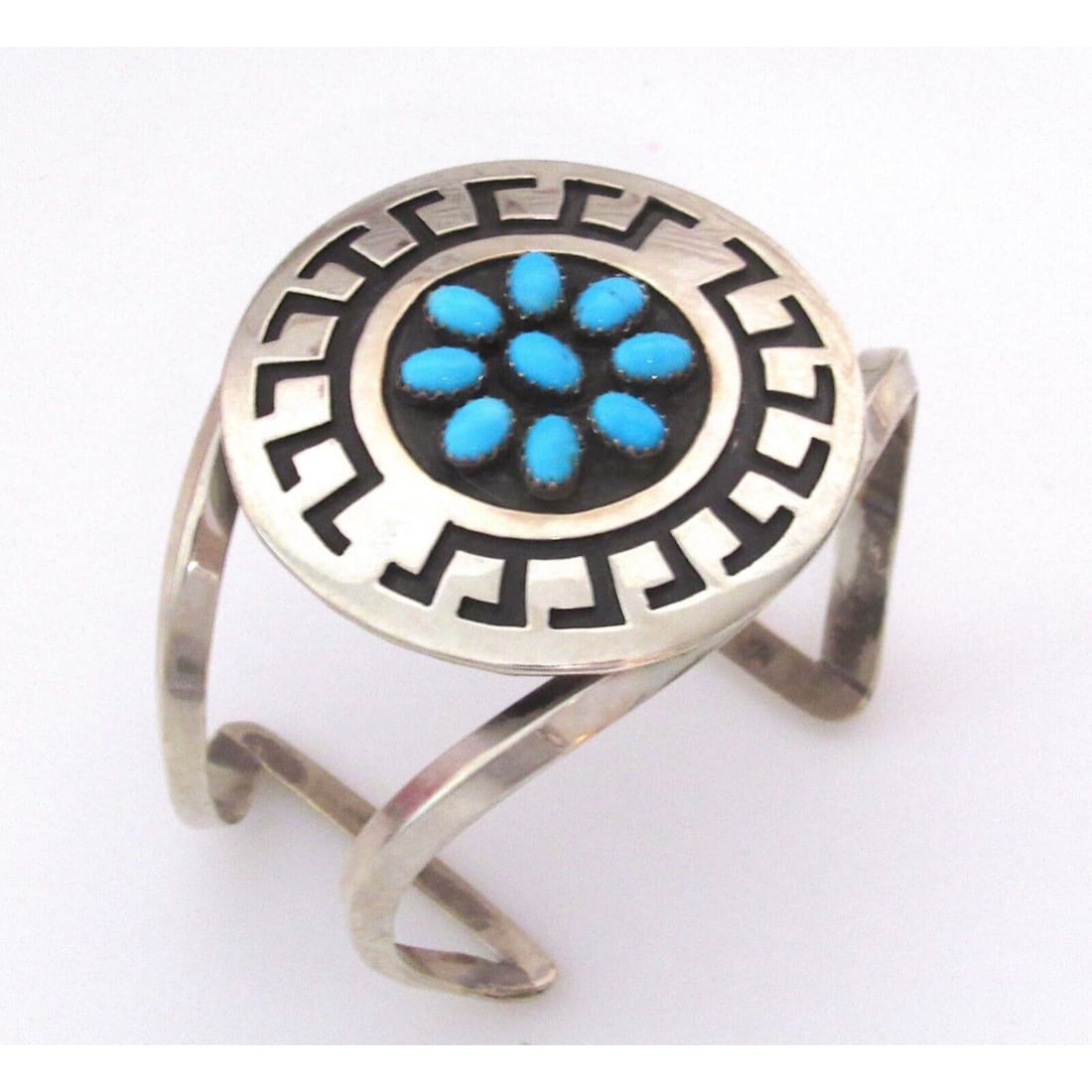 Massive Navajo Turquoise Cluster Bracelet Sterling Native