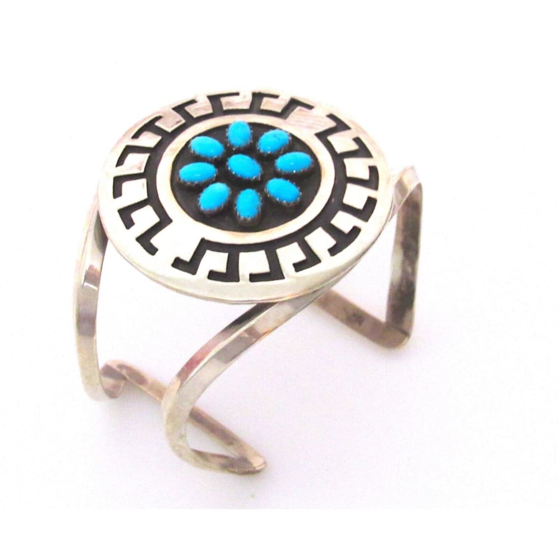 Massive Navajo Turquoise Cluster Bracelet Sterling Native