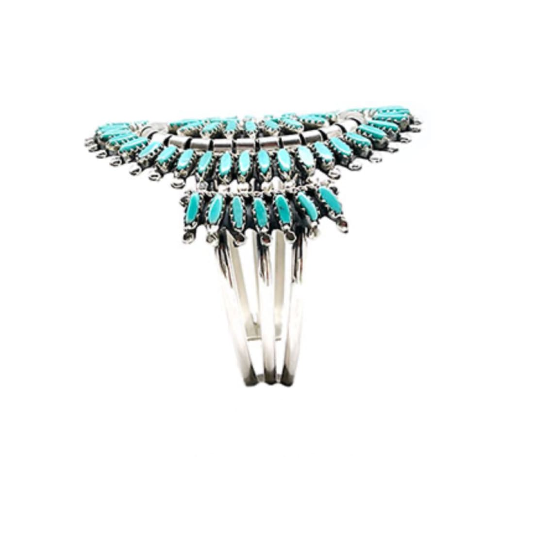 Navajo Turquoise Cluster Cuff Bracelet Sterling Silver