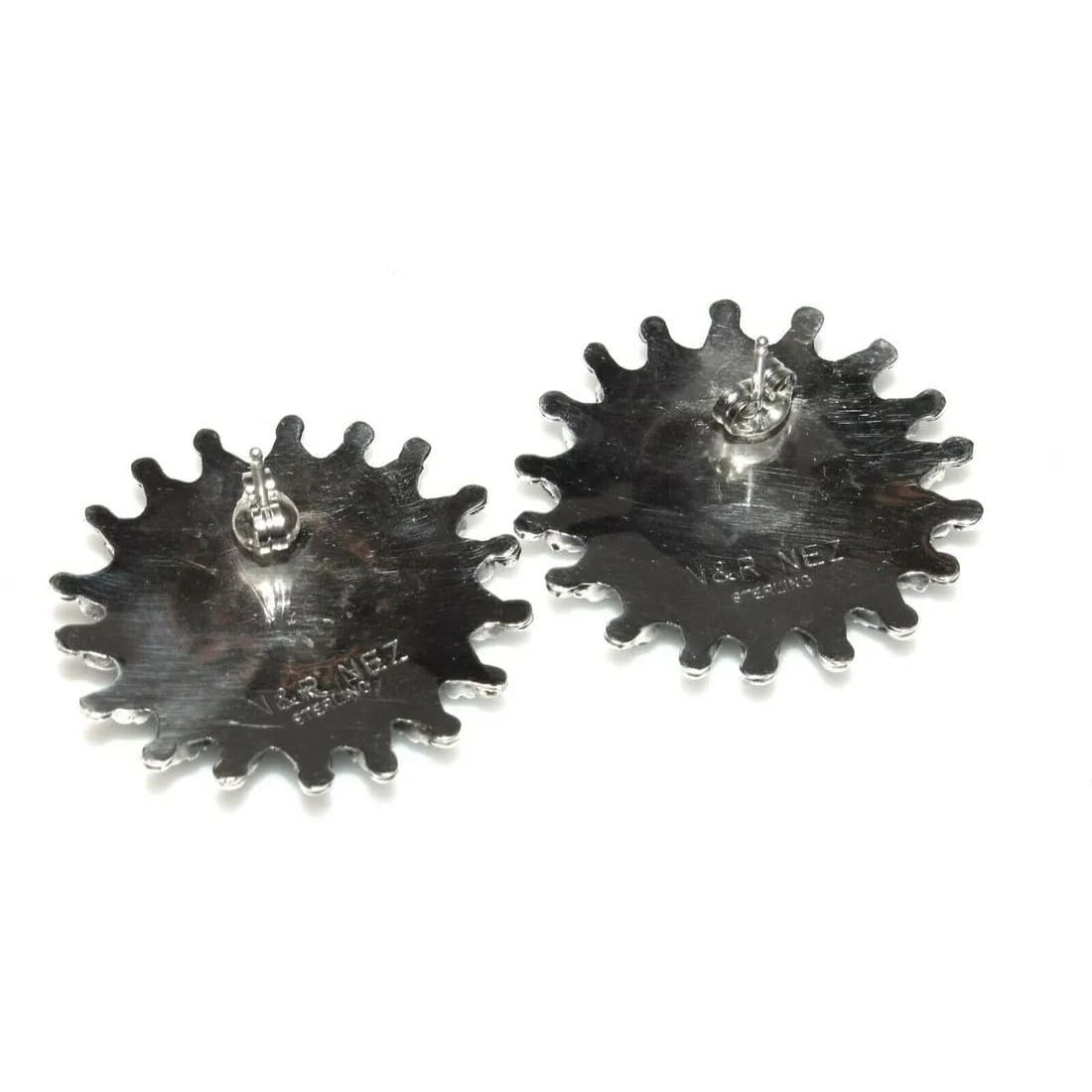 Navajo Turquoise Cluster Post Earrings Sterling Silver