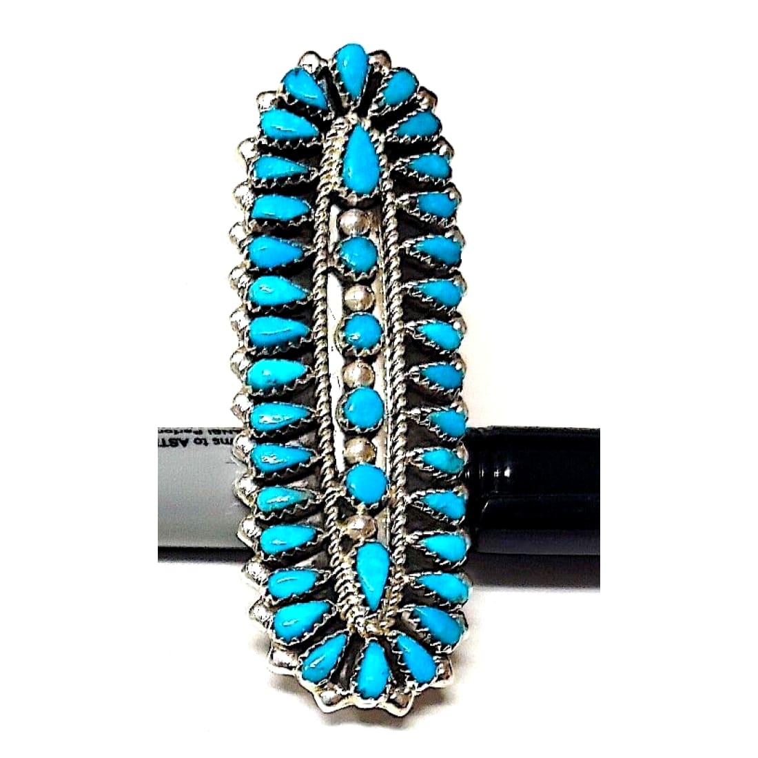 Massive Navajo Turquoise Cluster Ring Sz 7.5 Sterling Silver