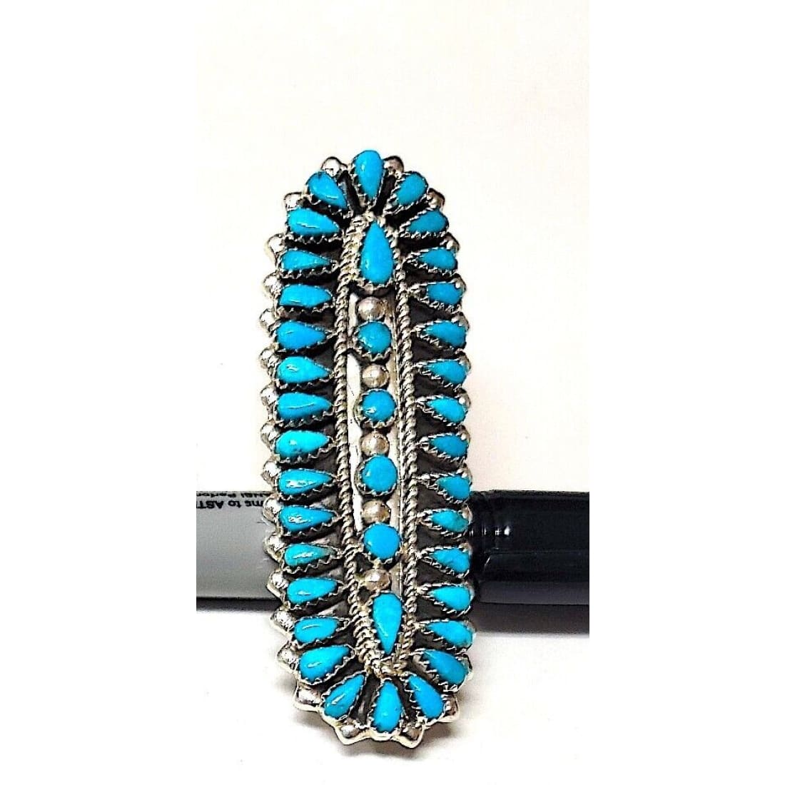 Massive Navajo Turquoise Cluster Ring Sz 7.5 Sterling Silver