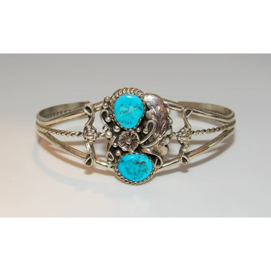 Navajo Turquoise Cuff Bracelet Sterling Silver Native