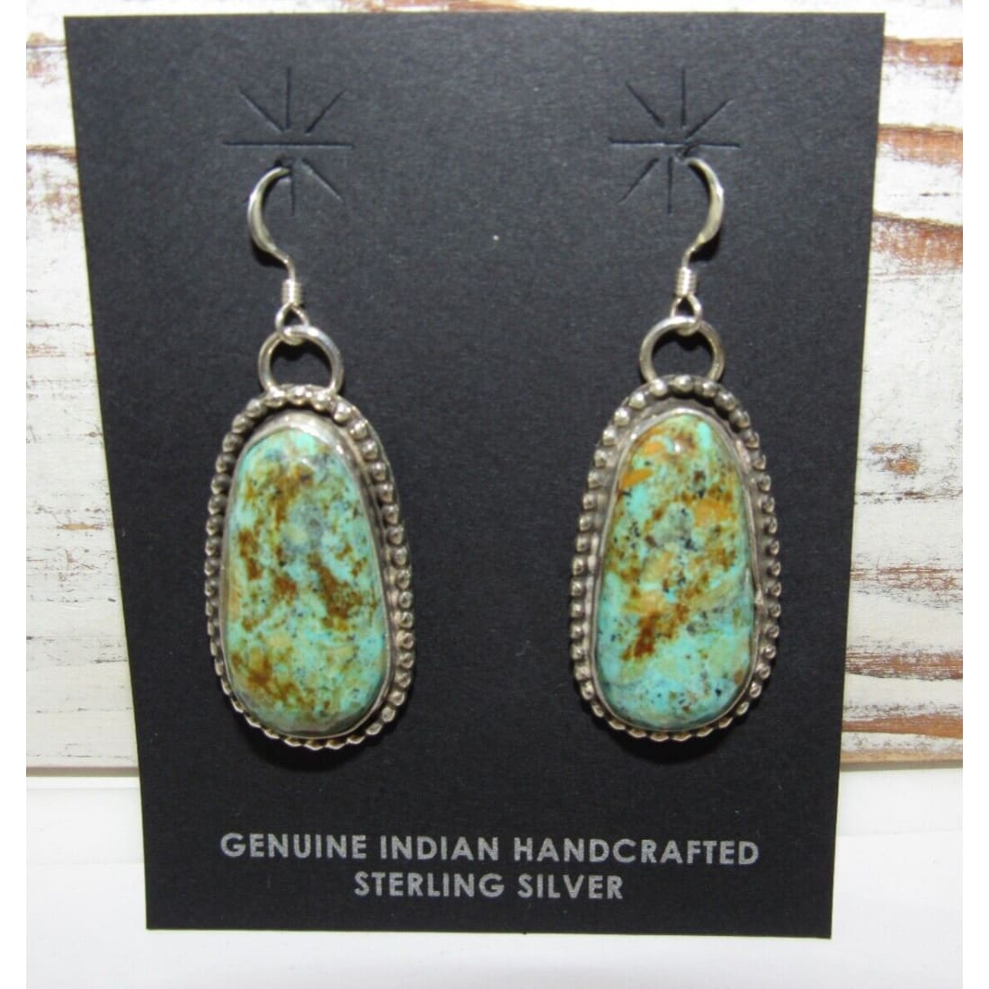 Navajo Hachita Turquoise Dangle Earrings Sterling L Hurley -