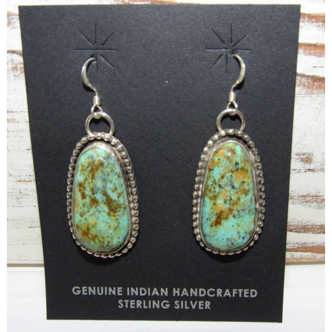 Navajo Hachita Turquoise Dangle Earrings Sterling L Hurley -
