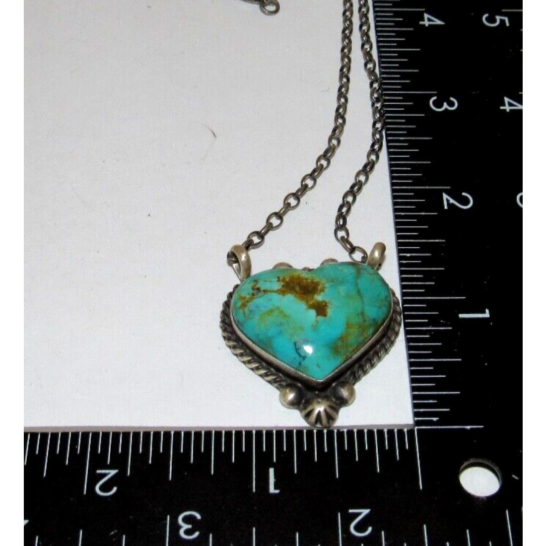 Navajo Turquoise Heart Bar Necklace Royston Turquoise