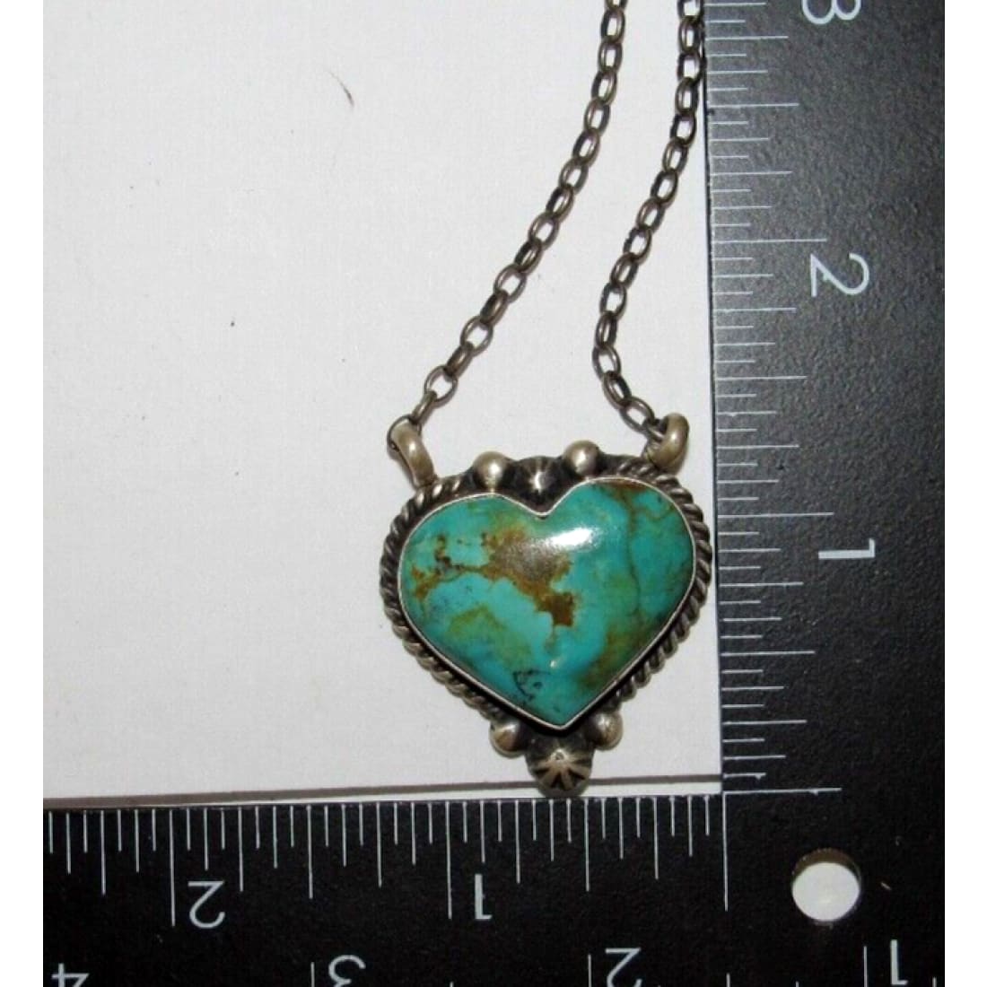 Navajo Turquoise Heart Bar Necklace Royston Turquoise