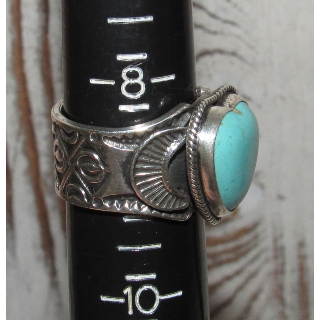 Navajo Turquoise Heart Ring B. Reeves Size 8.5 Sterling