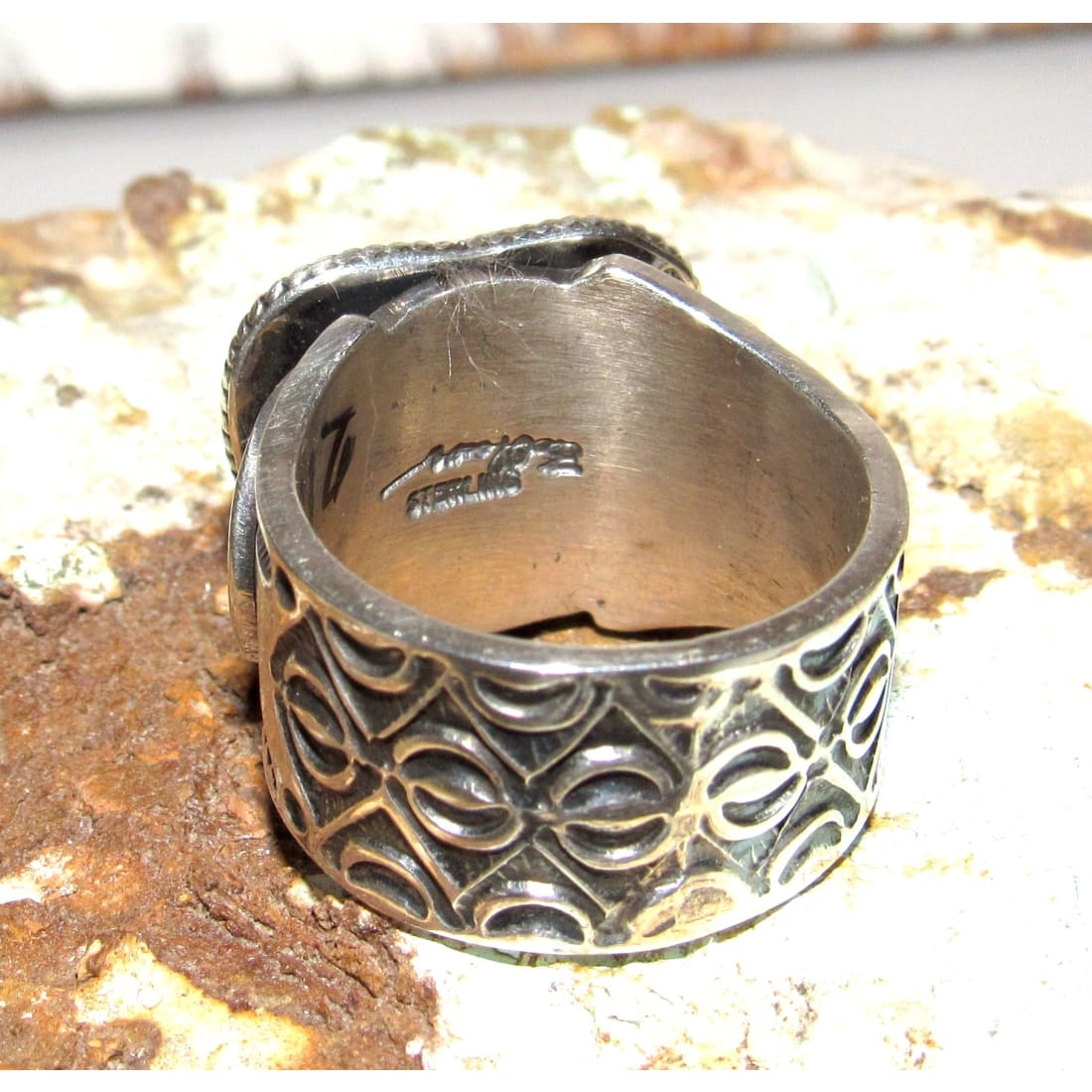 Navajo Turquoise Heart Ring B. Reeves Size 8.5 Sterling