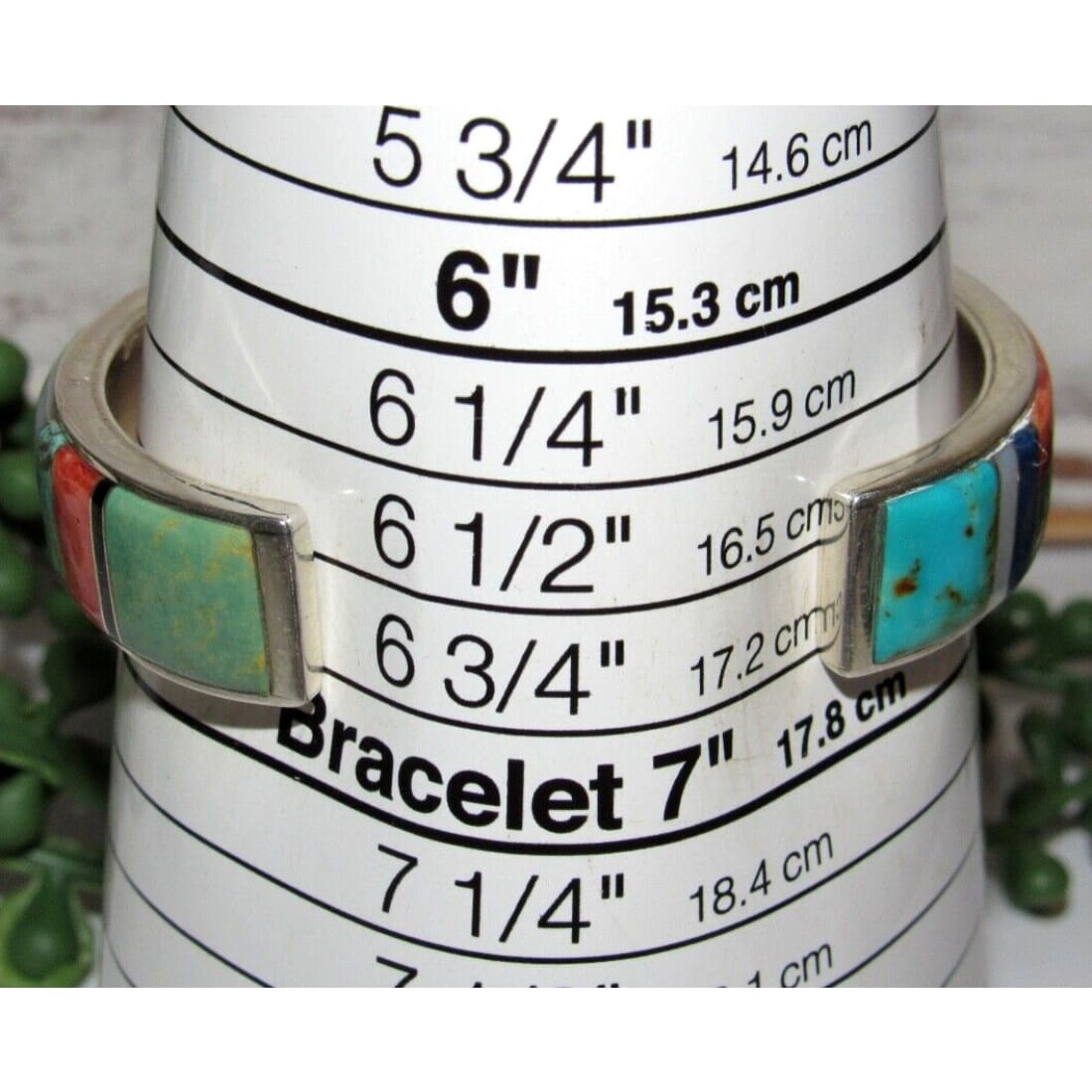 Navajo Turquoise Inlay Cuff Bracelet Spiny Oyster Lapis