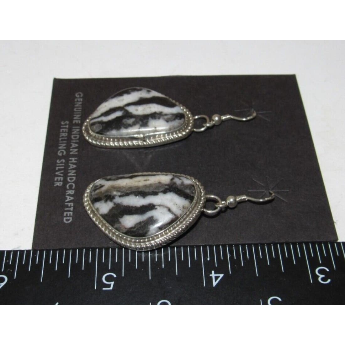 Navajo White Buffalo Earrings Sterling Silver Dangles