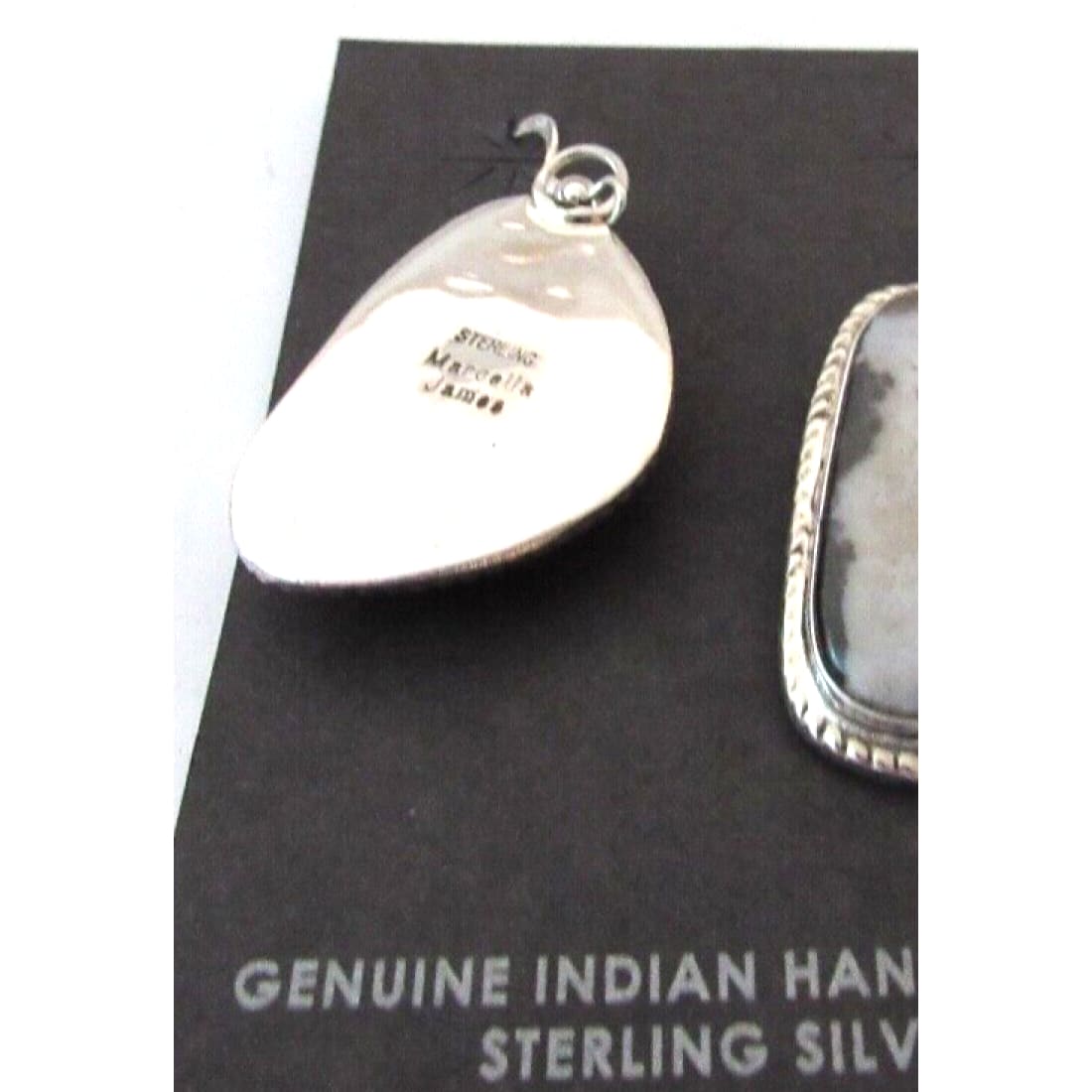 Navajo White Buffalo Earrings Sterling Silver Dangles