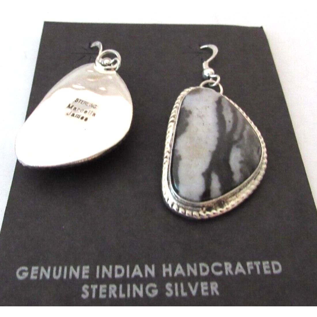 Navajo White Buffalo Earrings Sterling Silver Dangles