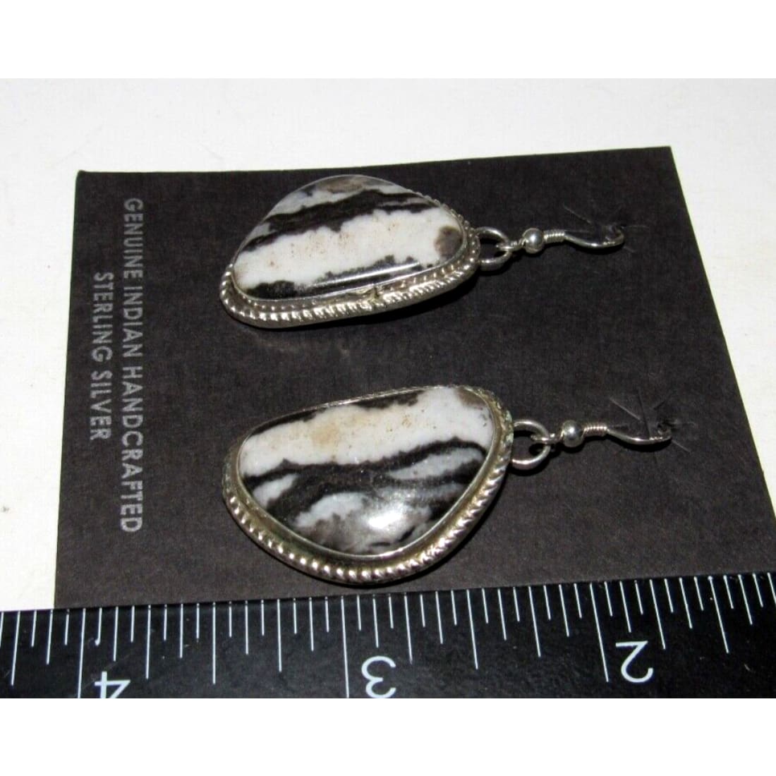 Navajo White Buffalo Earrings Sterling Silver Dangles