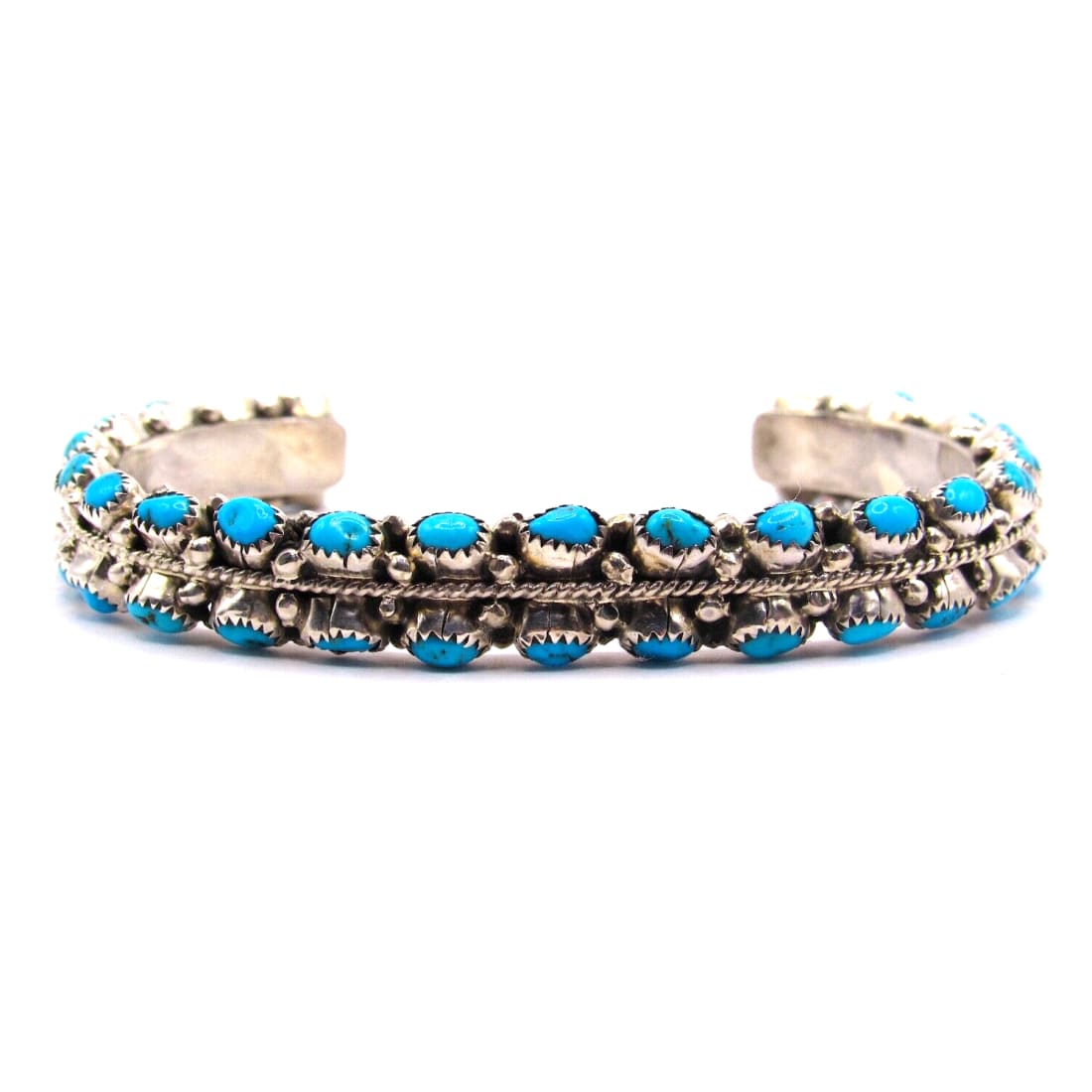 NavajoTurquoise Carinated Cuff Bracelet Sterling Silver -