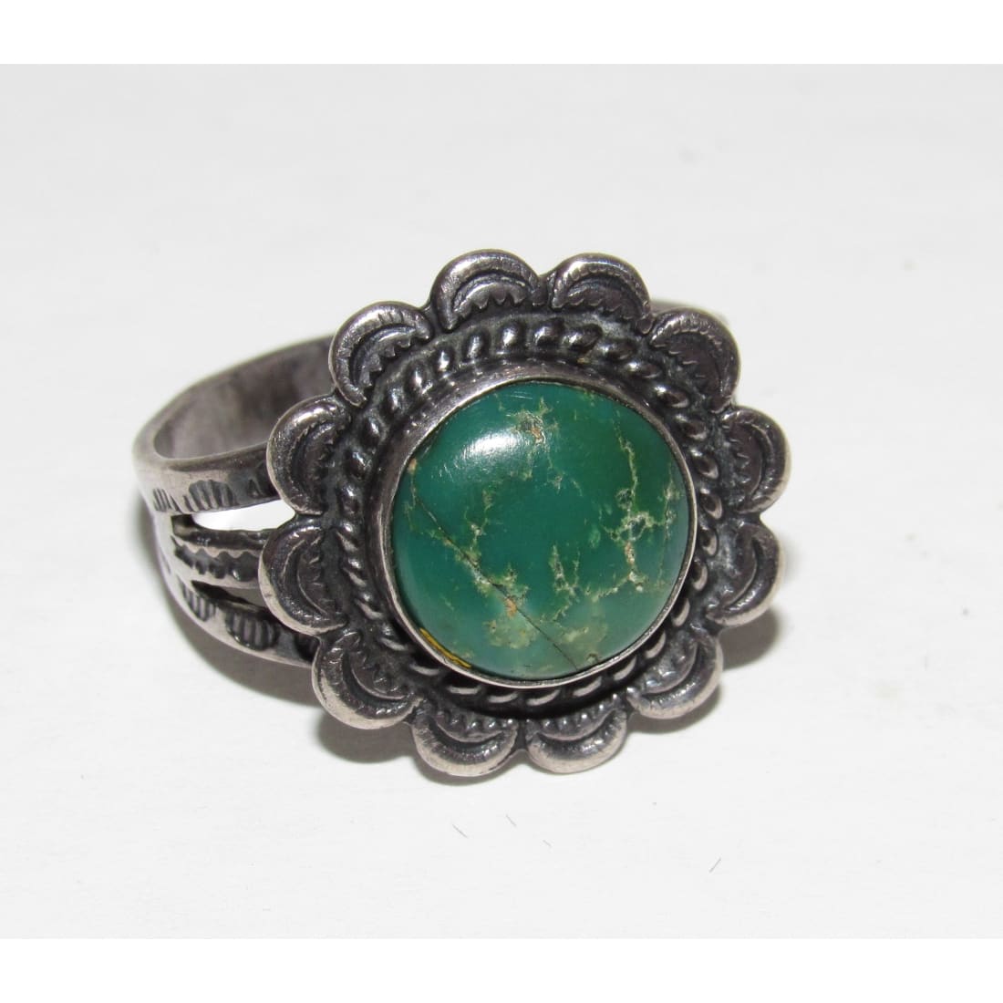 Old Pawn Navajo Cerillos Turquoise Silver Ring Size 7