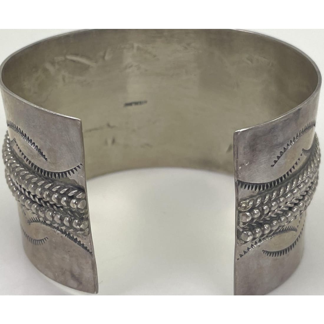 Old Pawn Navajo Ingot Cuff Bracelet Hand Stamped Sterling