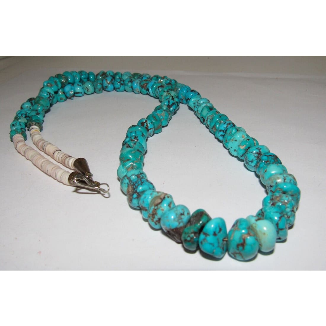 Old Pawn Navajo Kingman Turquoise Heishi Necklace Choker 30