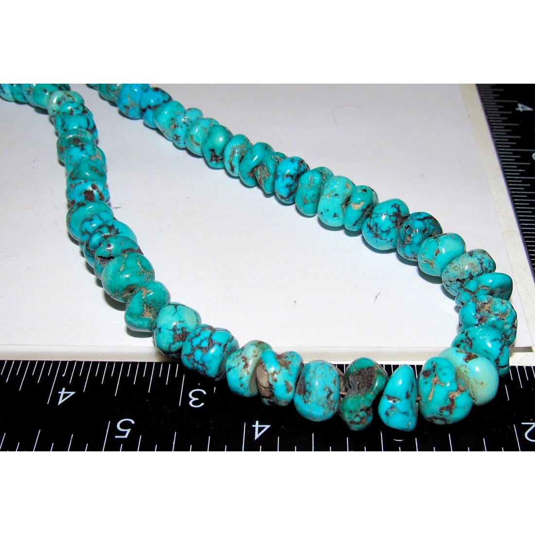 Old Pawn Navajo Kingman Turquoise Heishi Necklace Choker 30