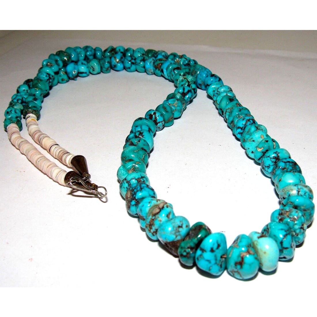 Old Pawn Navajo Kingman Turquoise Heishi Necklace Choker 30
