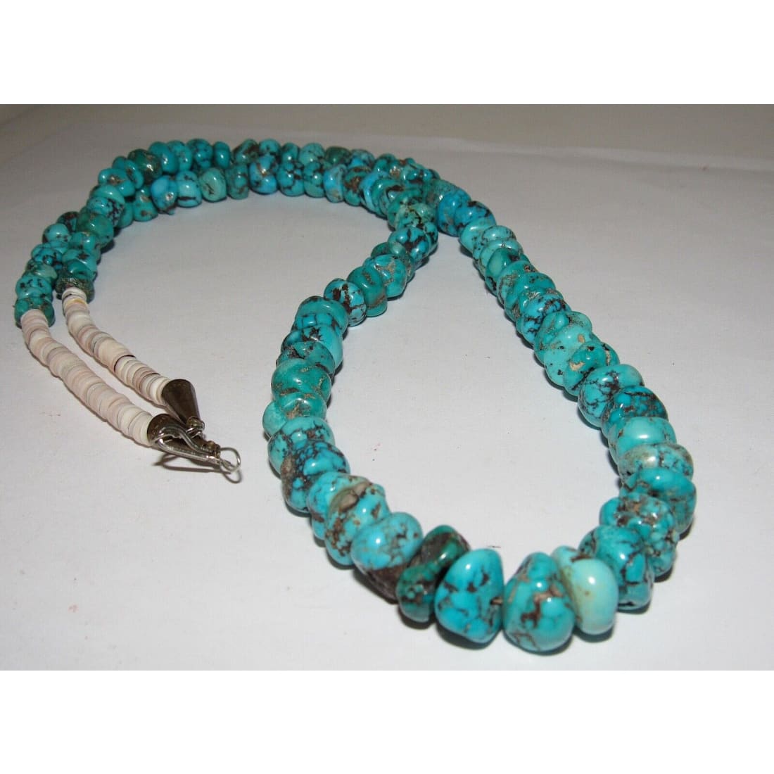 Old Pawn Navajo Kingman Turquoise Heishi Necklace Choker 30