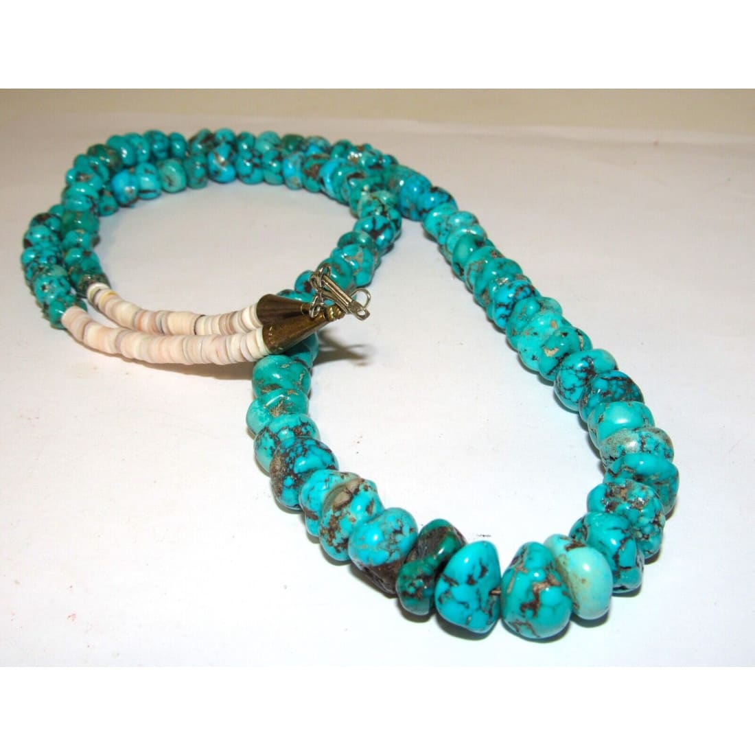 Old Pawn Navajo Kingman Turquoise Heishi Necklace Choker 30