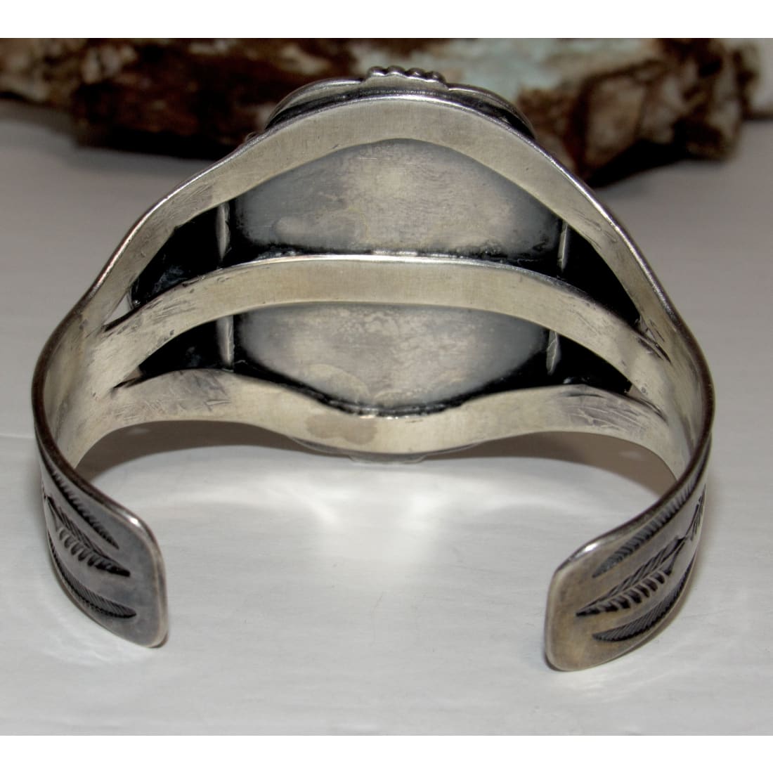 Old Pawn Navajo Petrified Wood Cuff Bracelet Ingot Sterling