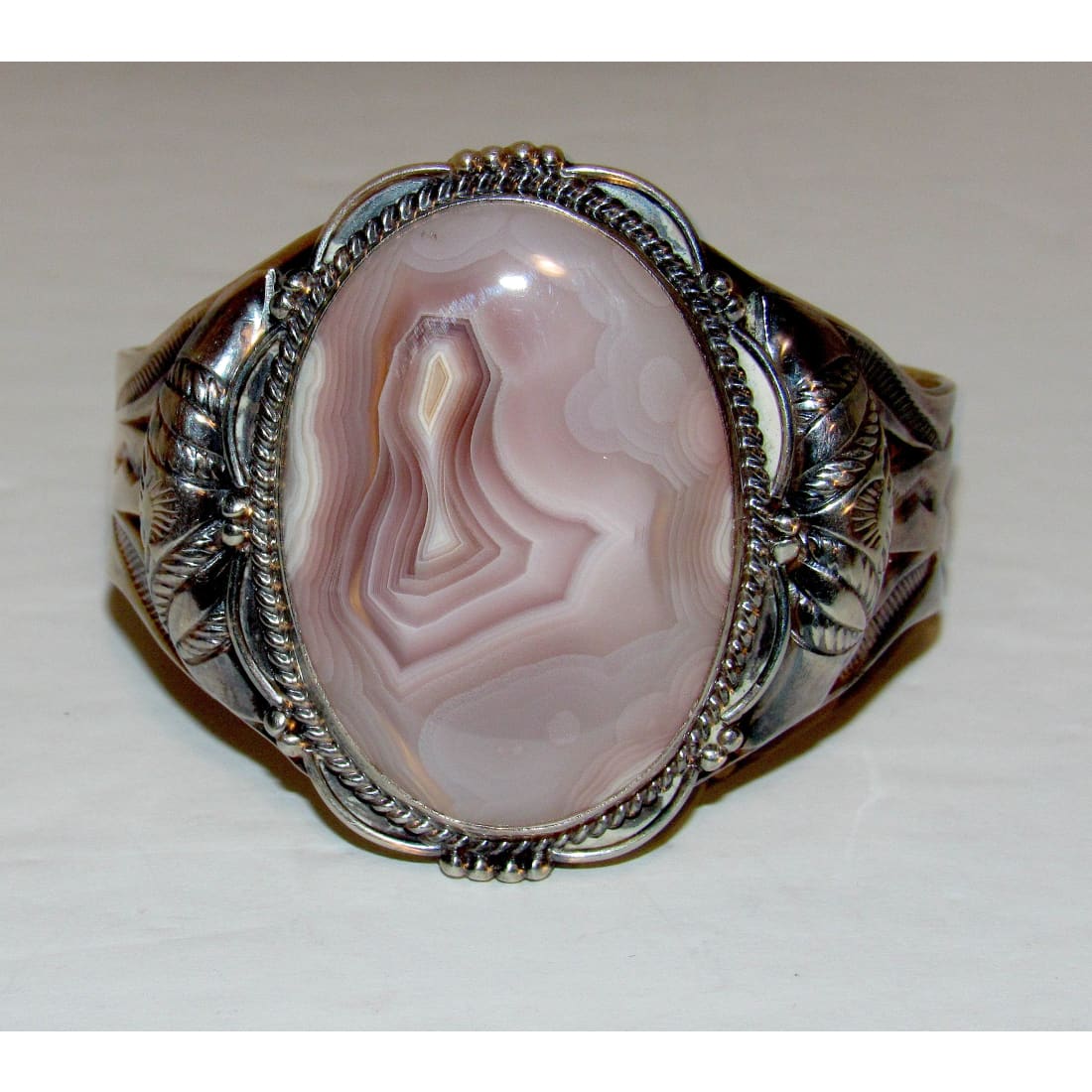 Old Pawn Navajo Petrified Wood Cuff Bracelet Ingot Sterling