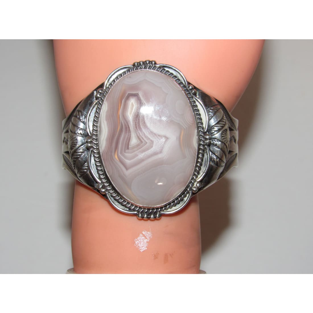 Old Pawn Navajo Petrified Wood Cuff Bracelet Ingot Sterling