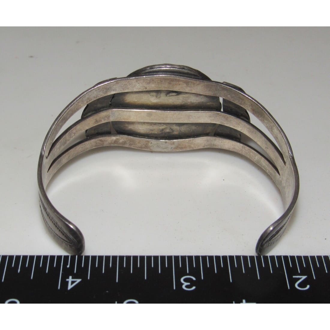 Old Pawn Navajo Petrified Wood Cuff Bracelet Ingot Sterling