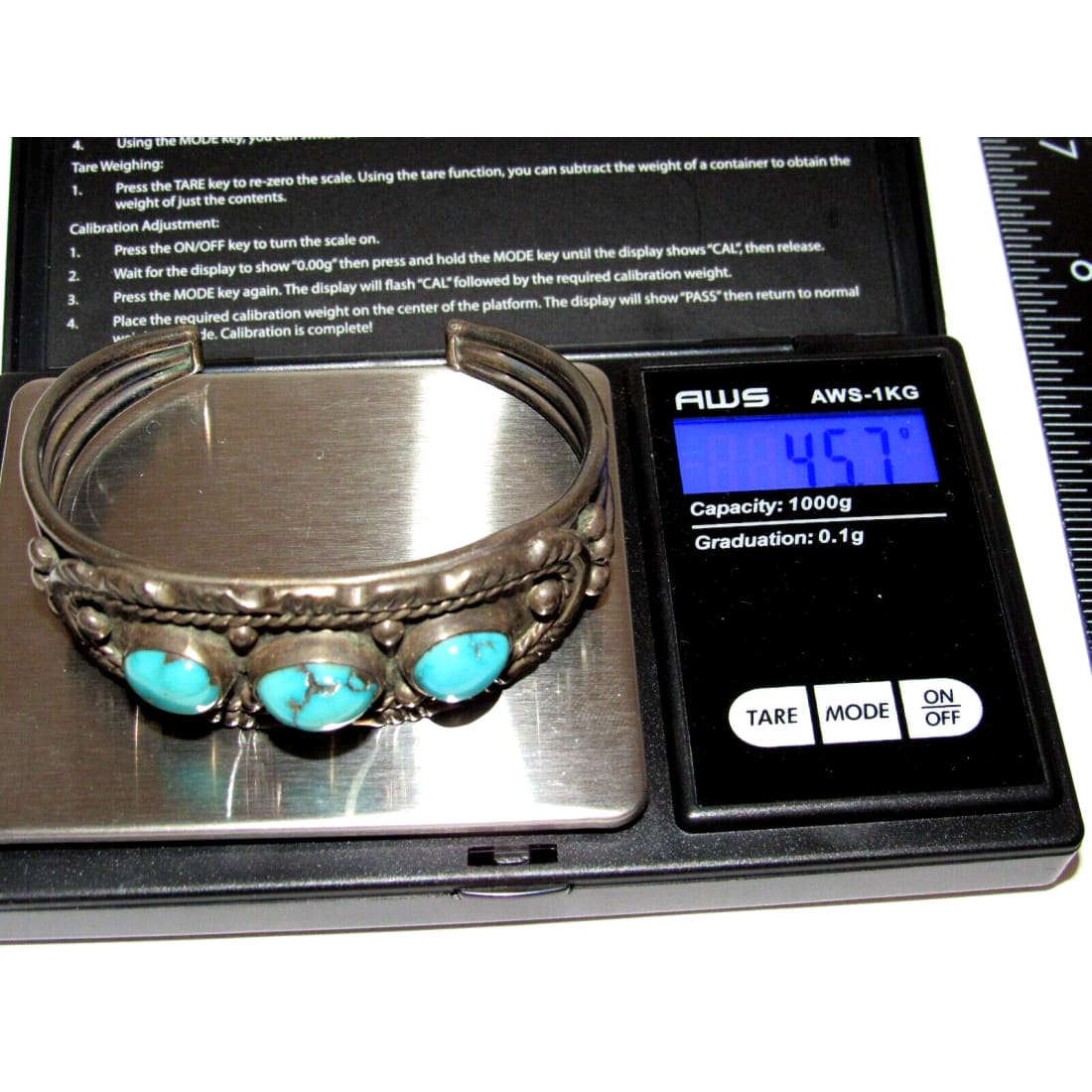 Old Pawn Navajo Turquoise Cuff Bracelet Sterling Silver