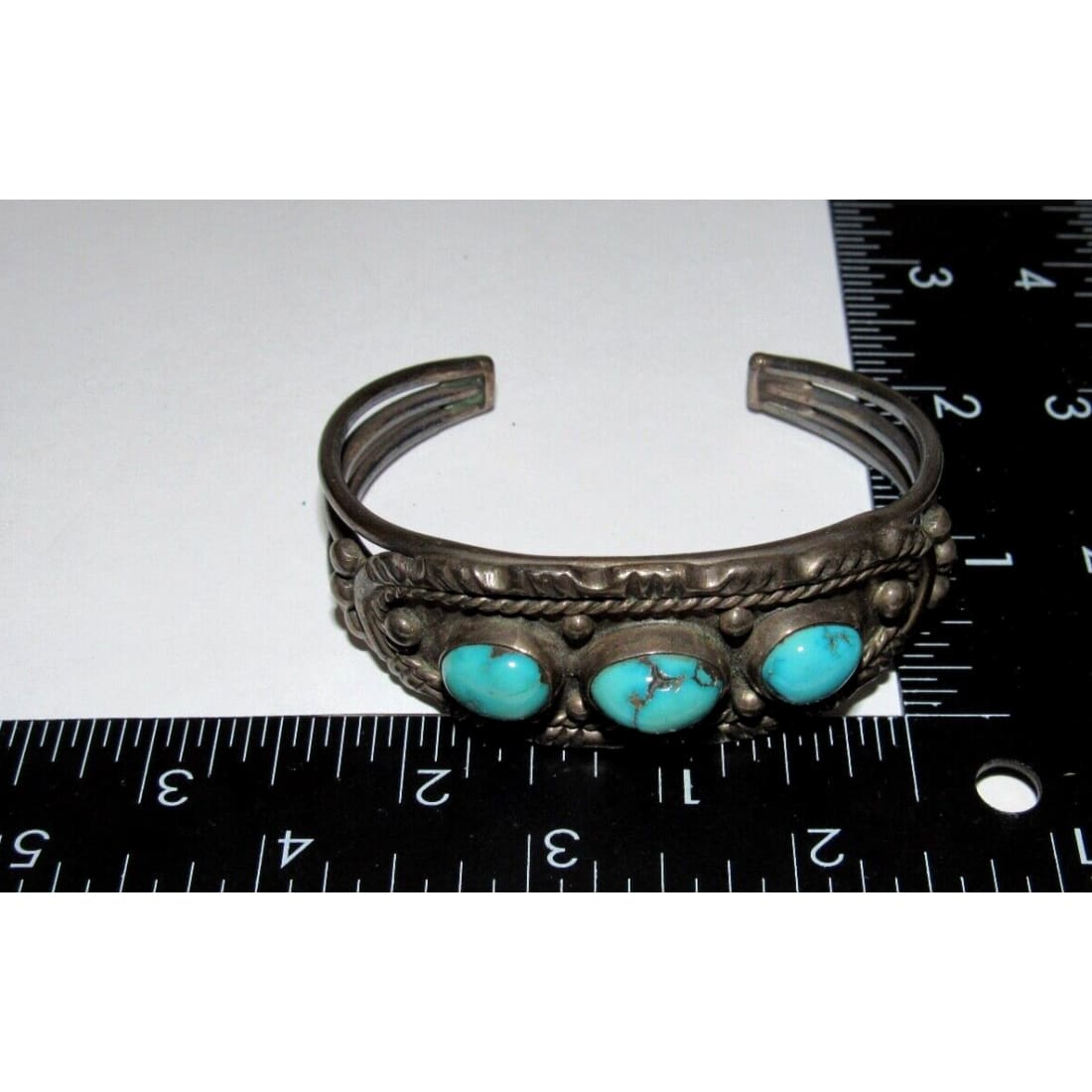 Old Pawn Navajo Turquoise Cuff Bracelet Sterling Silver