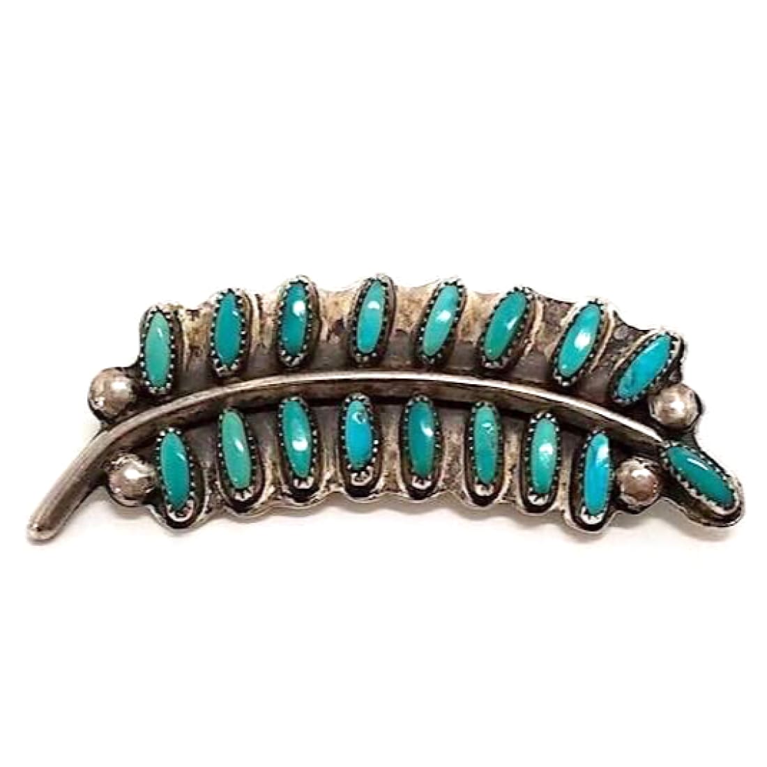 Old Pawn Zuni Petit Point Turquoise Brooch Pin Sterling