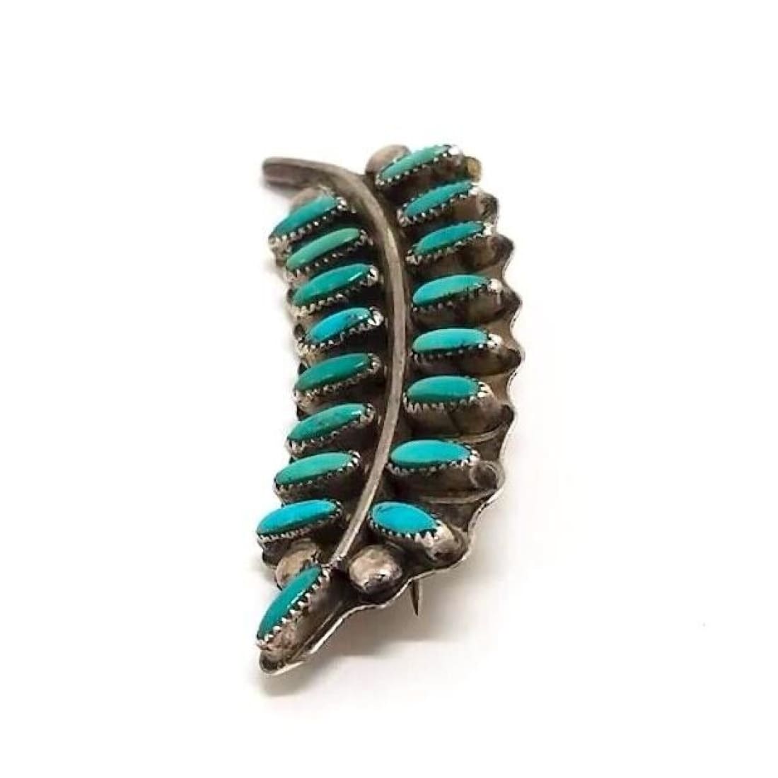 Old Pawn Zuni Petit Point Turquoise Brooch Pin Sterling