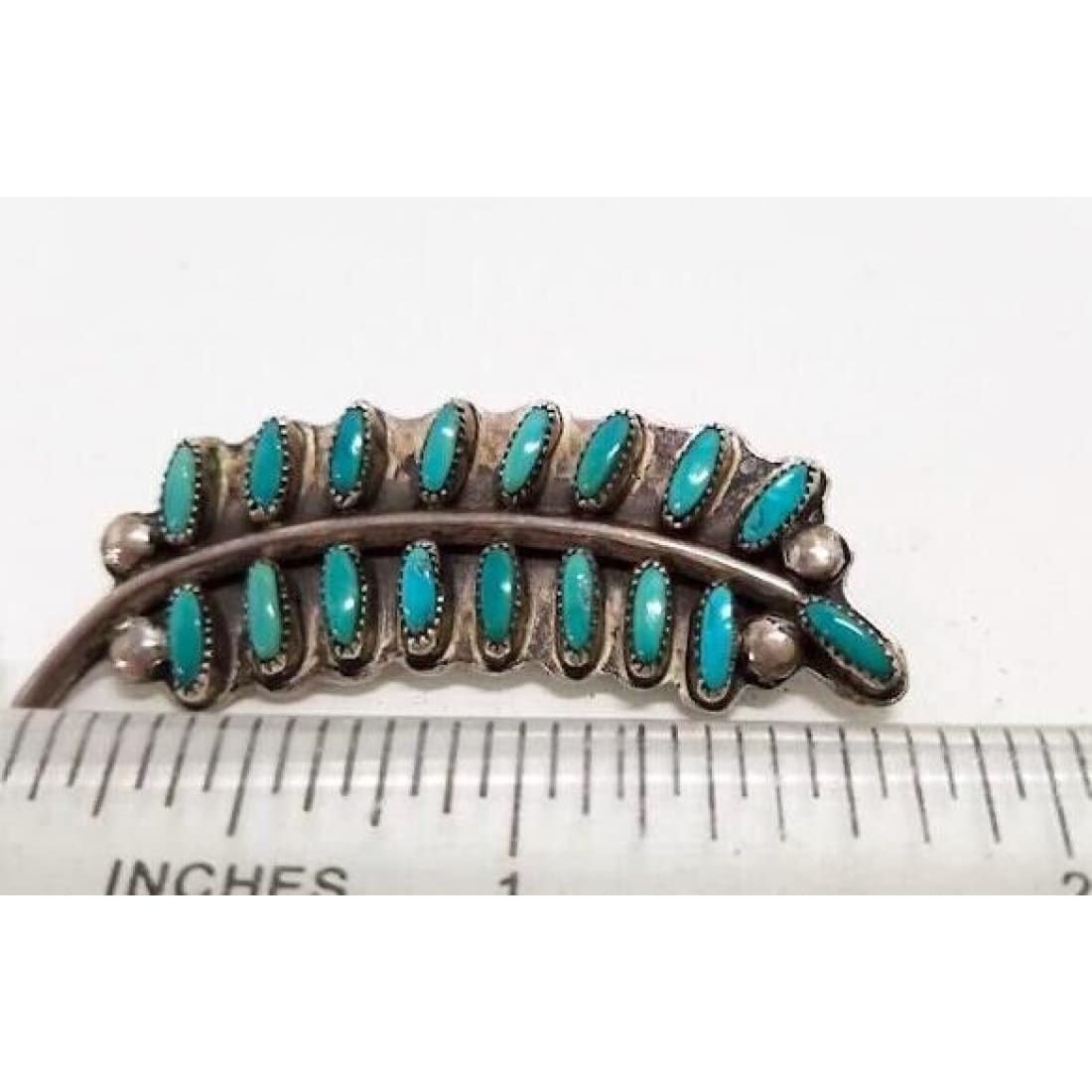 Old Pawn Zuni Petit Point Turquoise Brooch Pin Sterling