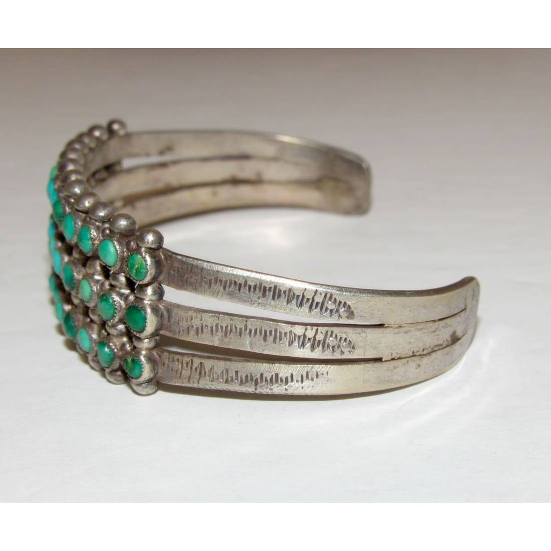 Old Pawn Zuni Snake Eye Turquoise Cuff Bracelet Sterling