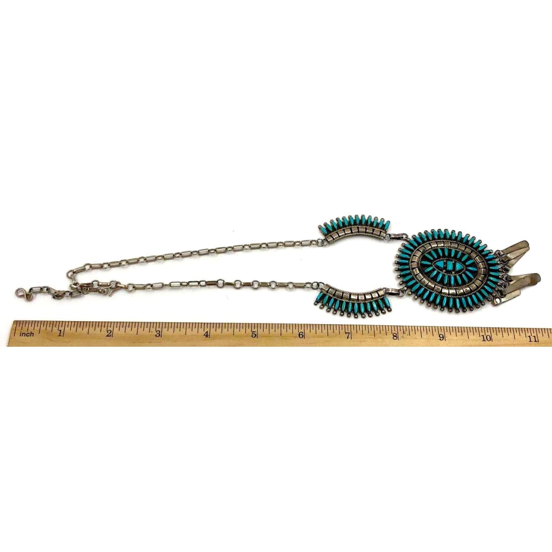 Old Pawn Zuni Turquoise Petit Point Cluster Necklace