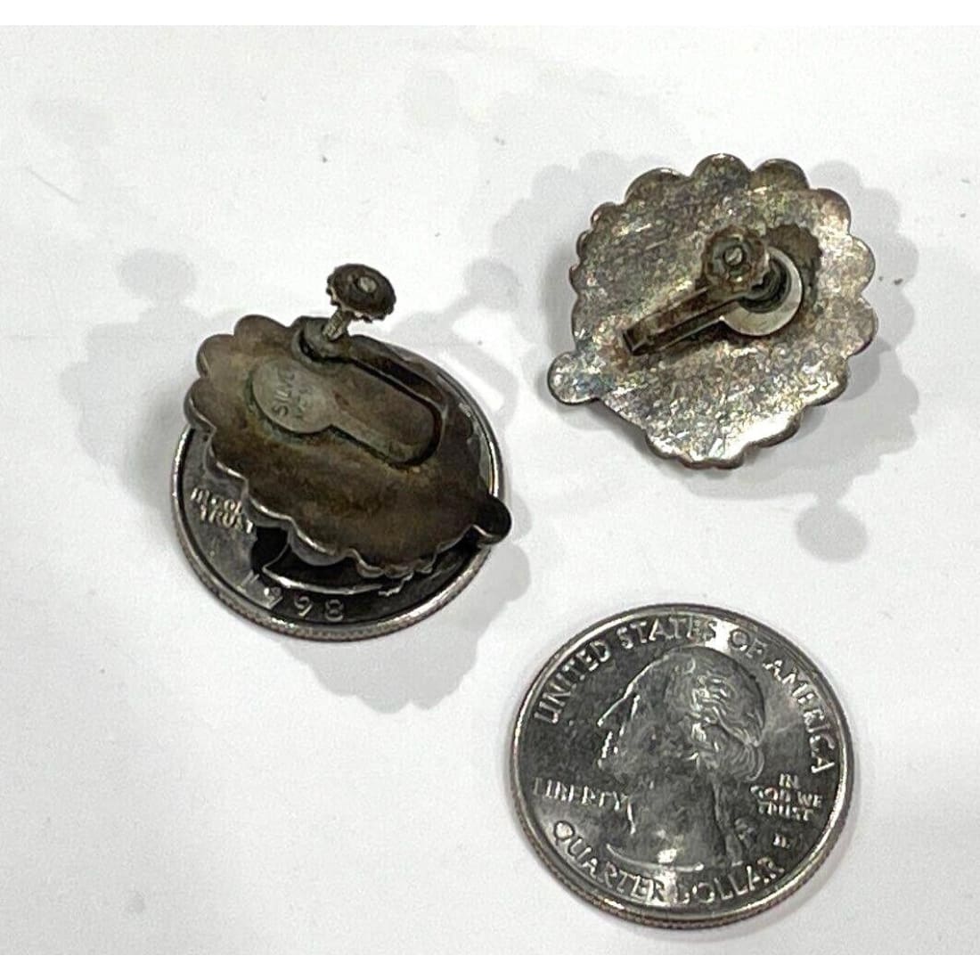 Pre-Eagle Taxco Mexico Sterling Silver Amethyst Screw Back