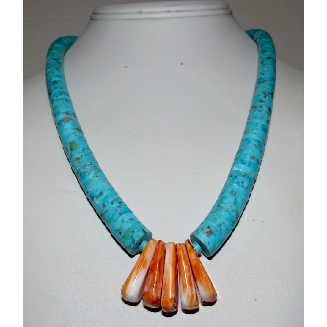 Santo Domingo Kingman Turquoise Orange Spiny Heishi