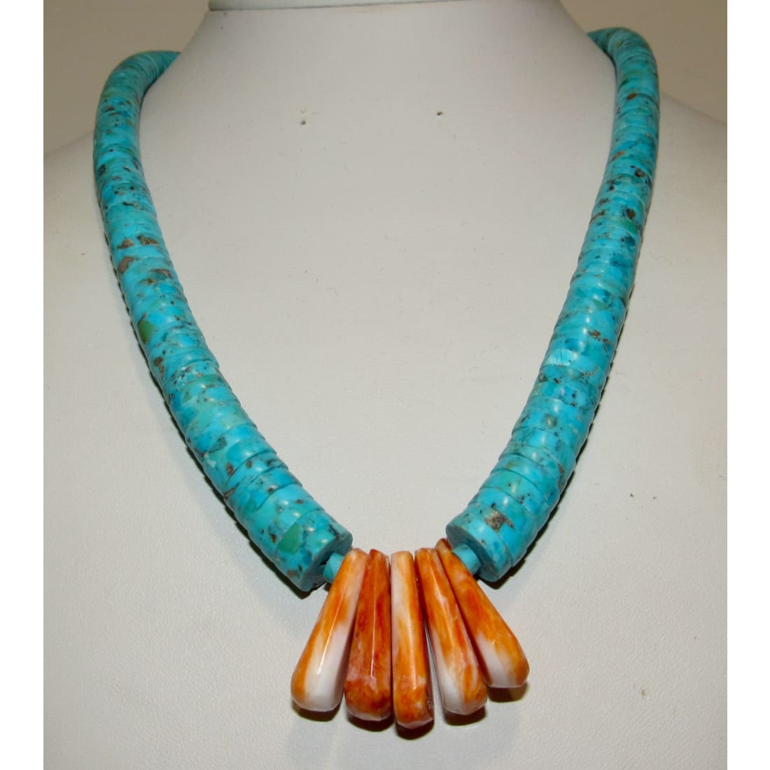 Santo Domingo Kingman Turquoise Orange Spiny Heishi