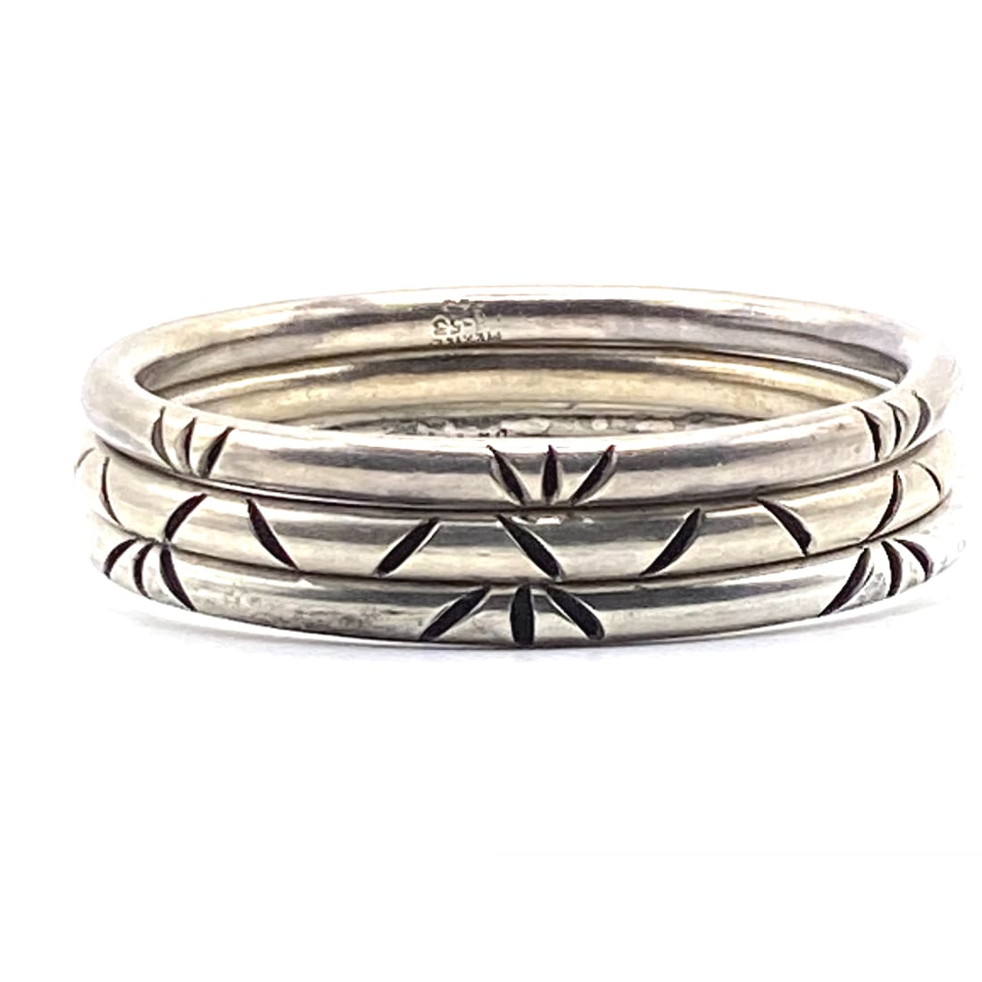 Taxco Mexico Bangle Bracelets Set of 3 Sterling Silver 7.5 -